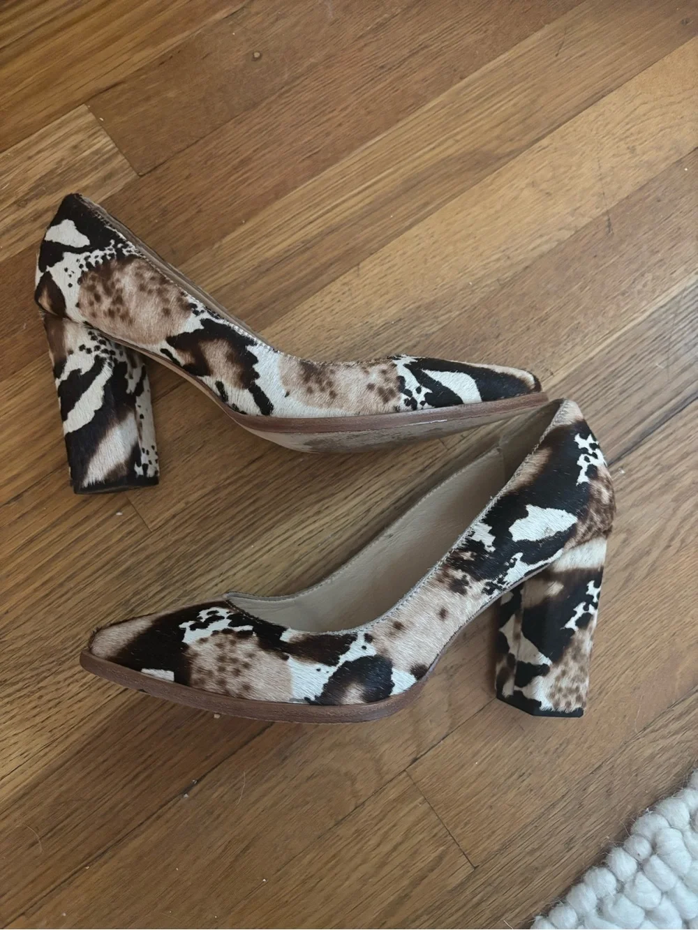 Animal Print Block Heel Pumps in Brown